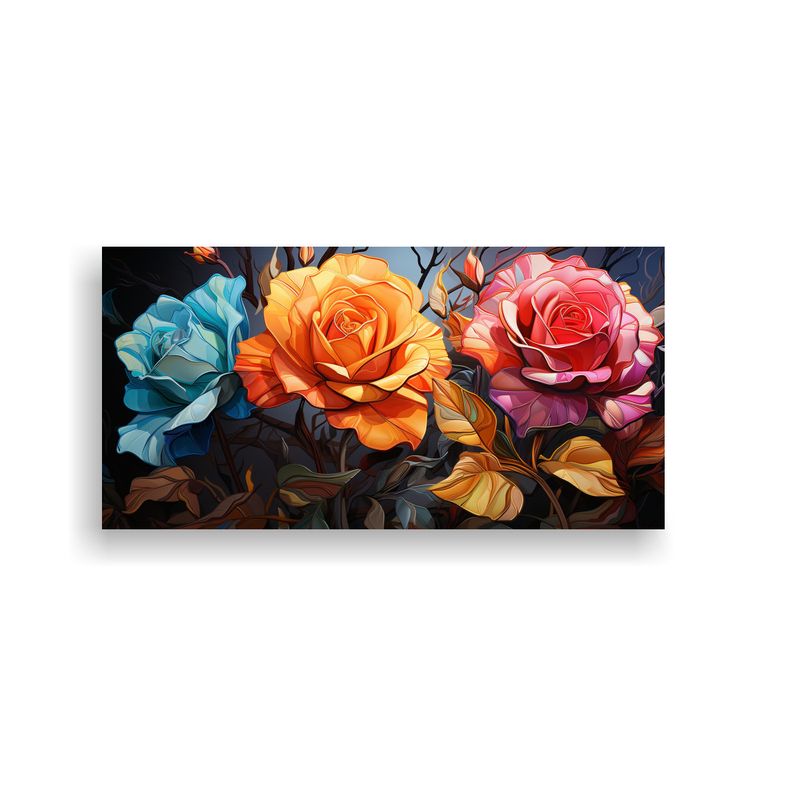 GENERICO - Pintura En Bastidor Rosas Híbridas De Té Con 100x50 Cm
