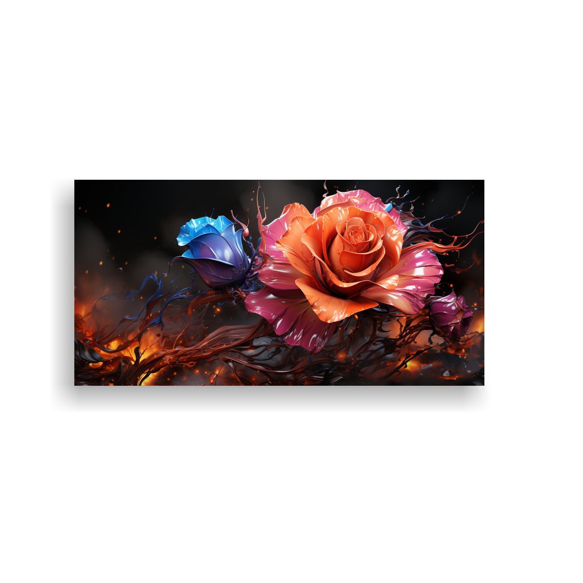 GENERICO - Pintura Abstracta Detalle Rosa En Bastidor 80x40 Cm