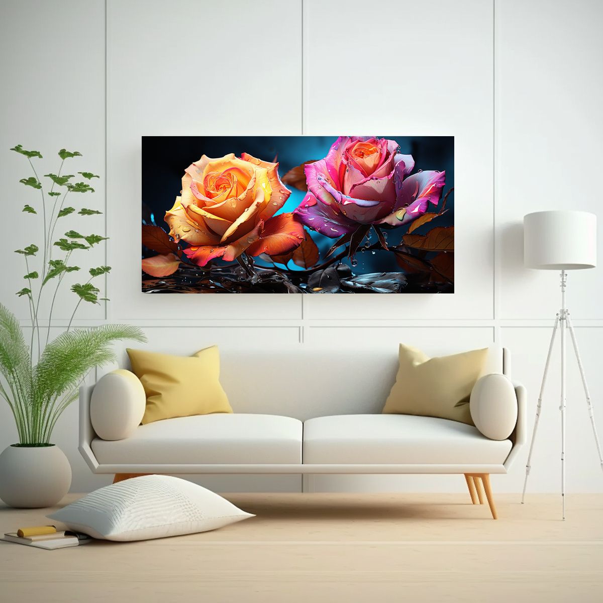 GENERICO - Cuadros Modernos Flores Hibridas Rosas De Té 80x40 Cm