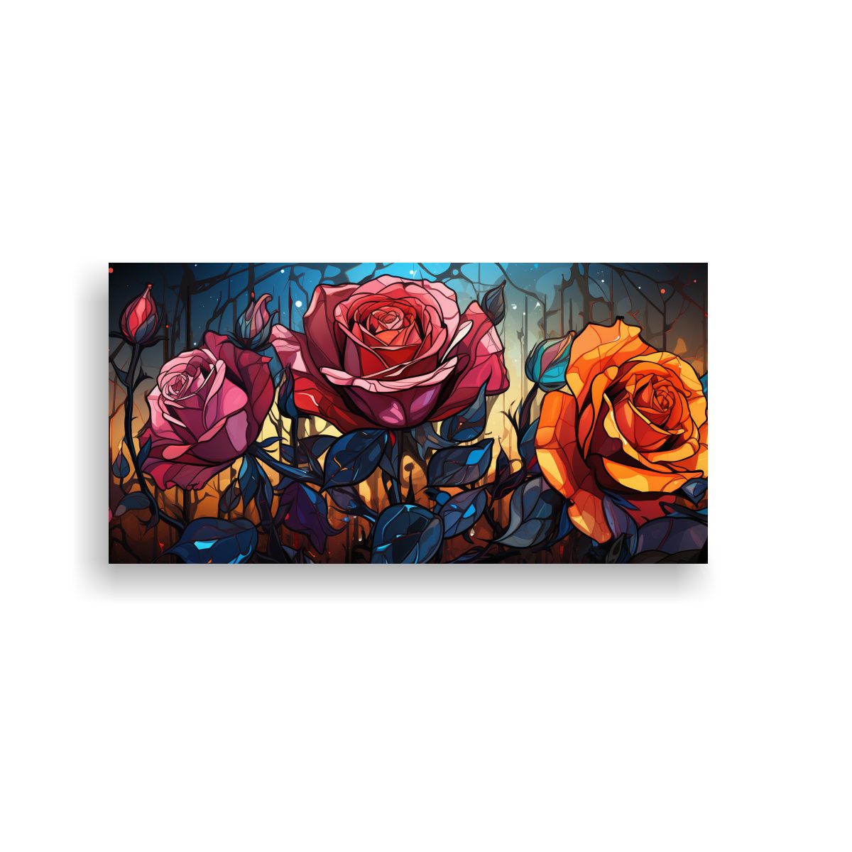 GENERICO - Pintura Decorativa Con Fondo De Rosa Estilo 100x50 Cm