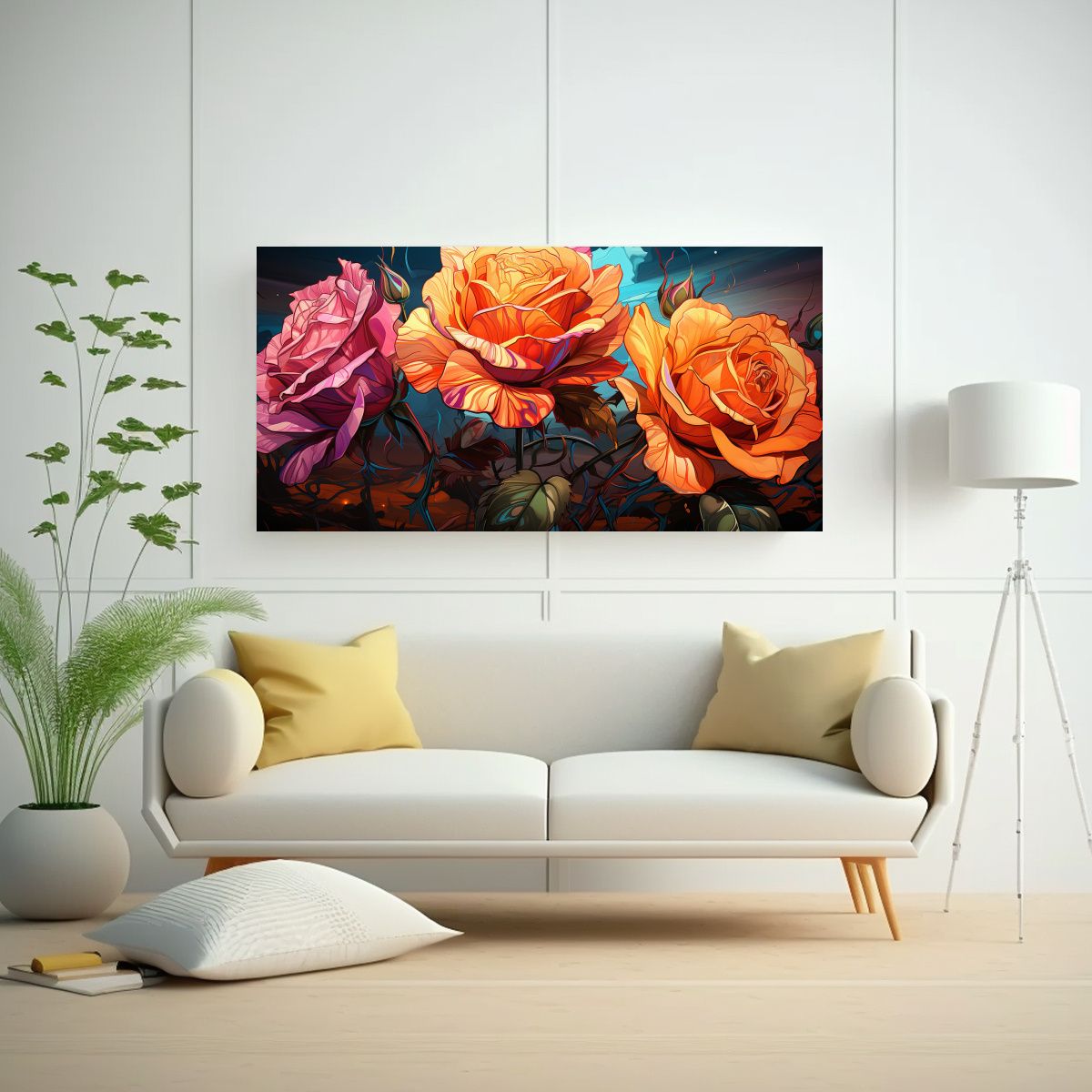 GENERICO - Cuadro Decorativo De Rosas Híbridas De Té En 80x40 Cm