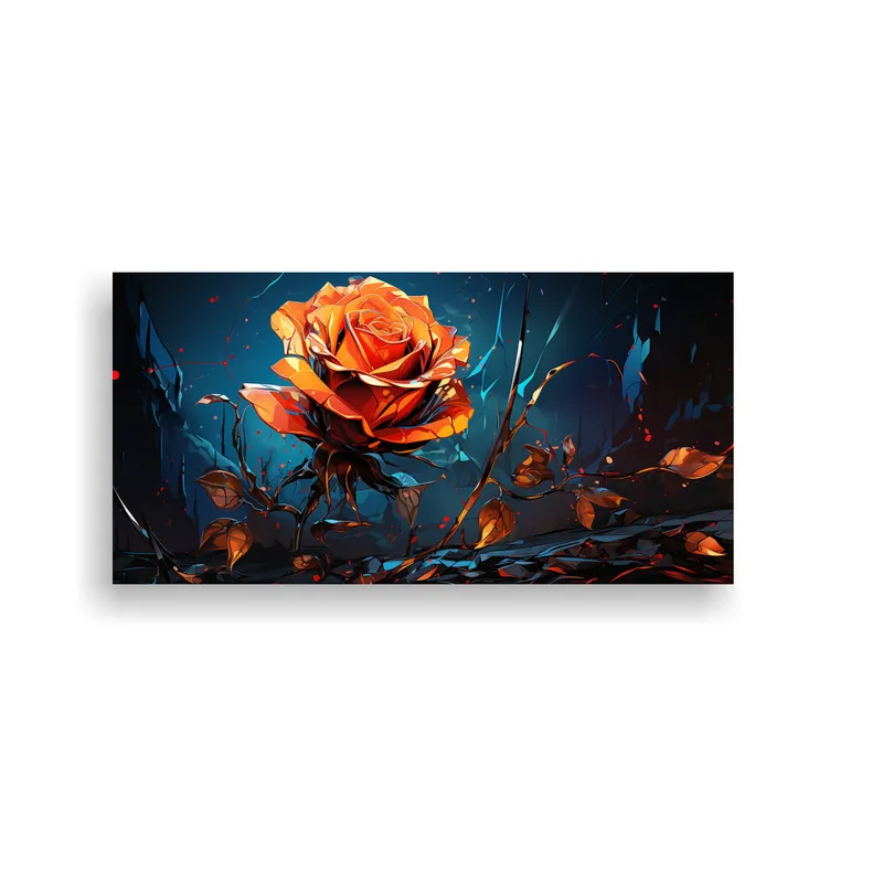 GENERICO - Cuadro Abstracto De Una Rosa Que Desprende Arte 60x30 Cm