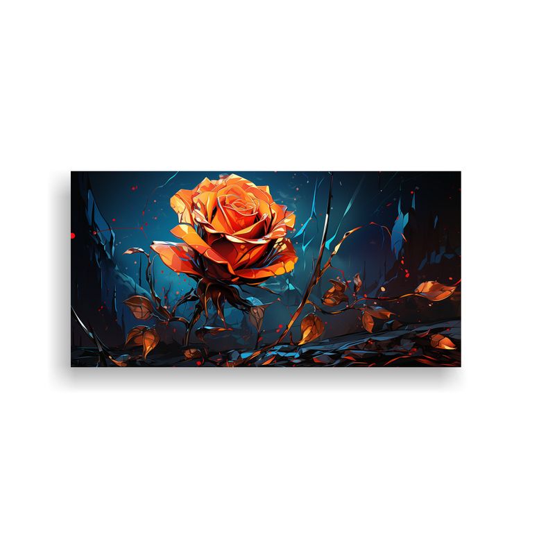 GENERICO - Cuadro Abstracto De Una Rosa Que Desprende Arte 80x40 Cm