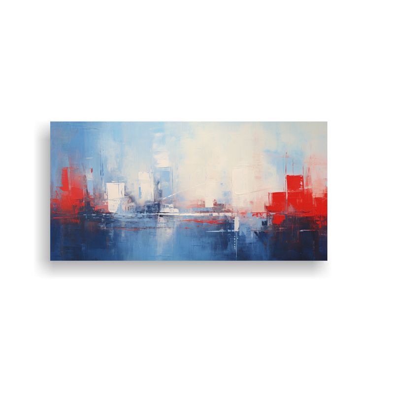 GENERICO - Cuadro Lienzo Relieve Ciudad Abstracta Pintada En 60x30 Cm