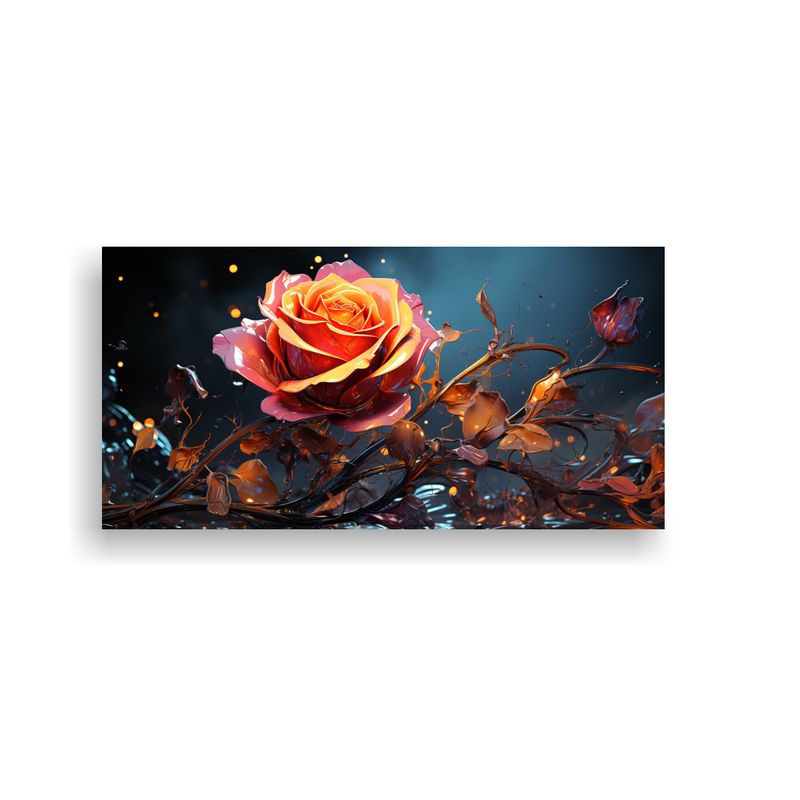 GENERICO - Cuadro Abstracto Digital De Una Rosa Que 60x30 Cm