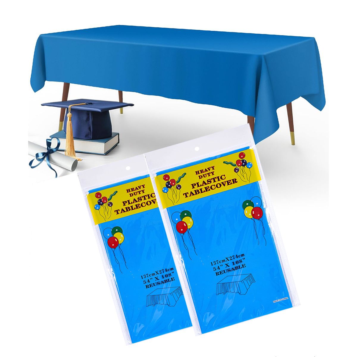 GENERICO - 2pcs 137x274cm Manteles Desechables De Peva-Azul