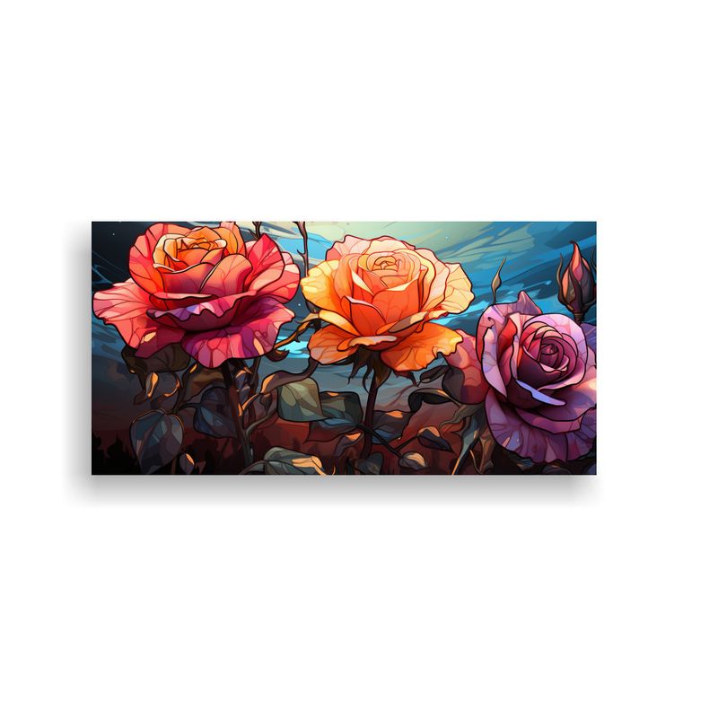 GENERICO - Pintura Acuarela Rosas Híbridas Simetría Arte 60x30 Cm