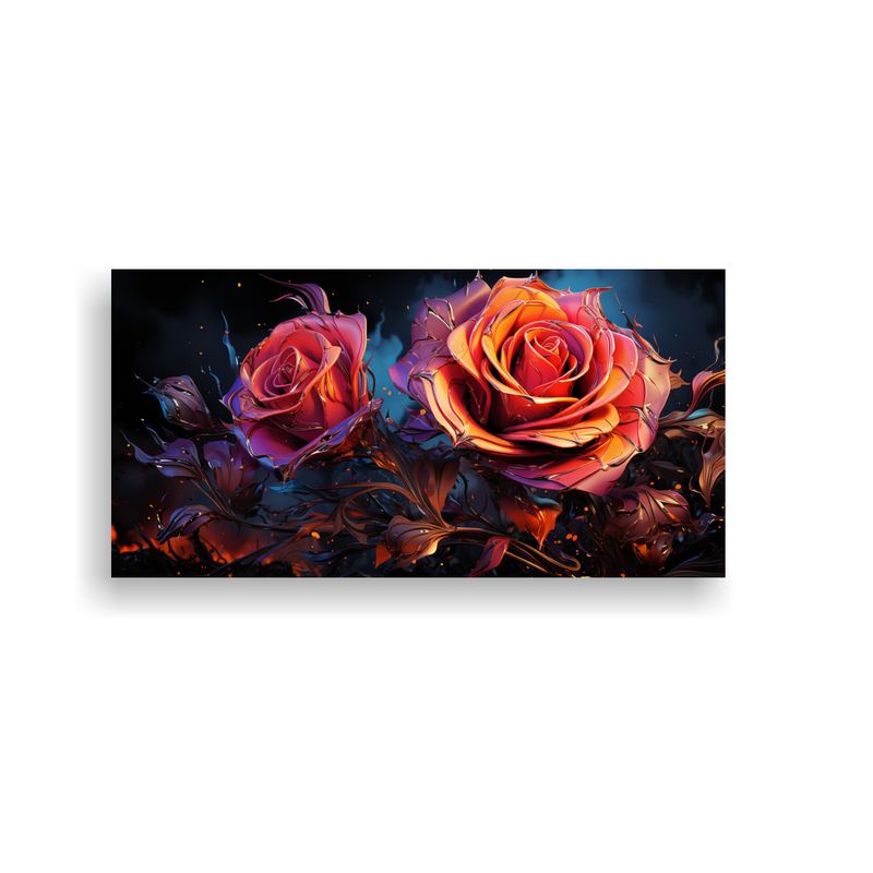 GENERICO - Cuadro Estético De Una Rosa Con Líneas Finas 100x50 Cm