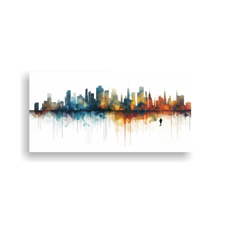 GENERICO - Cuadro Relieve Abstracto De Ciudad En Lienzo Sin 100x50 Cm