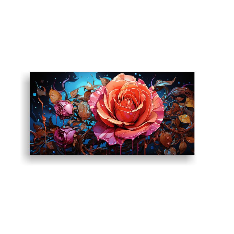 GENERICO - Pintura De Decoración Con Rosa De Colores Y 60x30 Cm