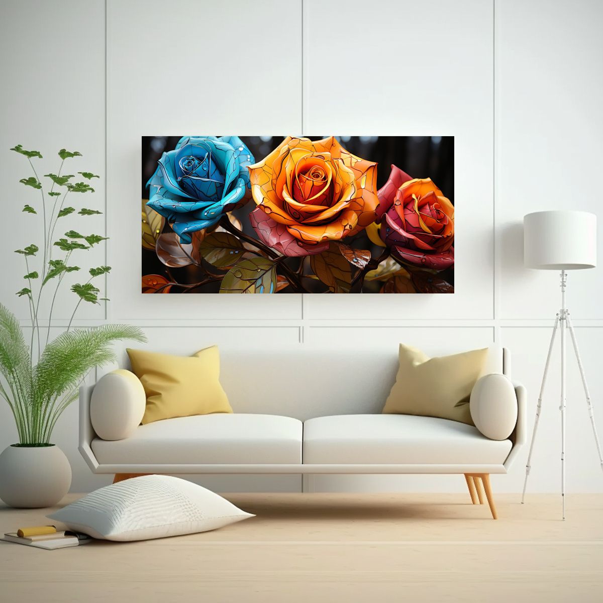 GENERICO - Pinturas Decorativas De Rosas Híbridas Del Té 60x30 Cm