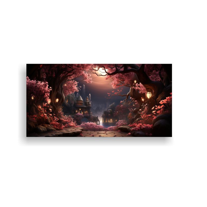 GENERICO - Paisaje Mágico En Bosque Con Sobres Rosados 60x30 Cm