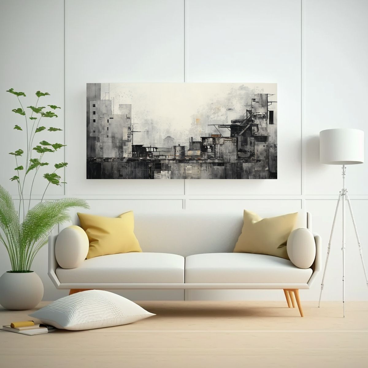 GENERICO - Arte De Pared Abstracto Urbano En Grises Y 100x50 Cm