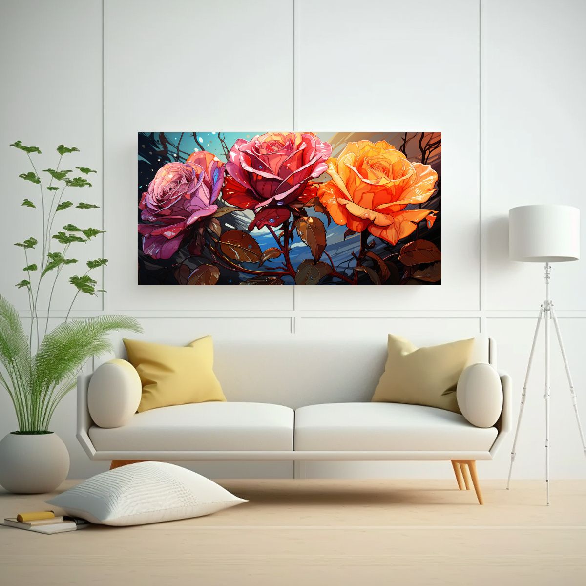 GENERICO - Cuadro Flores Híbridas De Rosa Pop Art Para 100x50 Cm