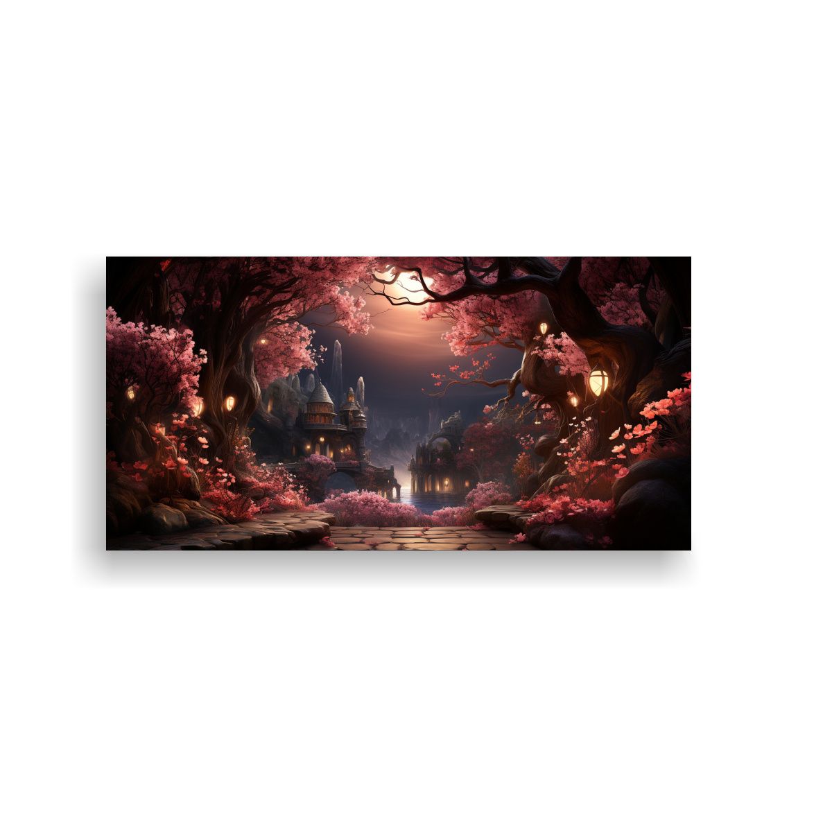 GENERICO - Paisaje Mágico En Bosque Con Sobres Rosados 100x50 Cm