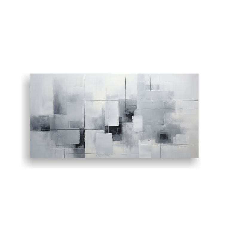 GENERICO - Cuadro Abstracto Movimiento Gris Elegante 80x40 Cm.
