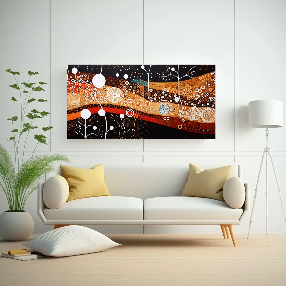 GENERICO - Cuadro Abstracto Inspirado En Arte Aborigen Con 100x50 Cm