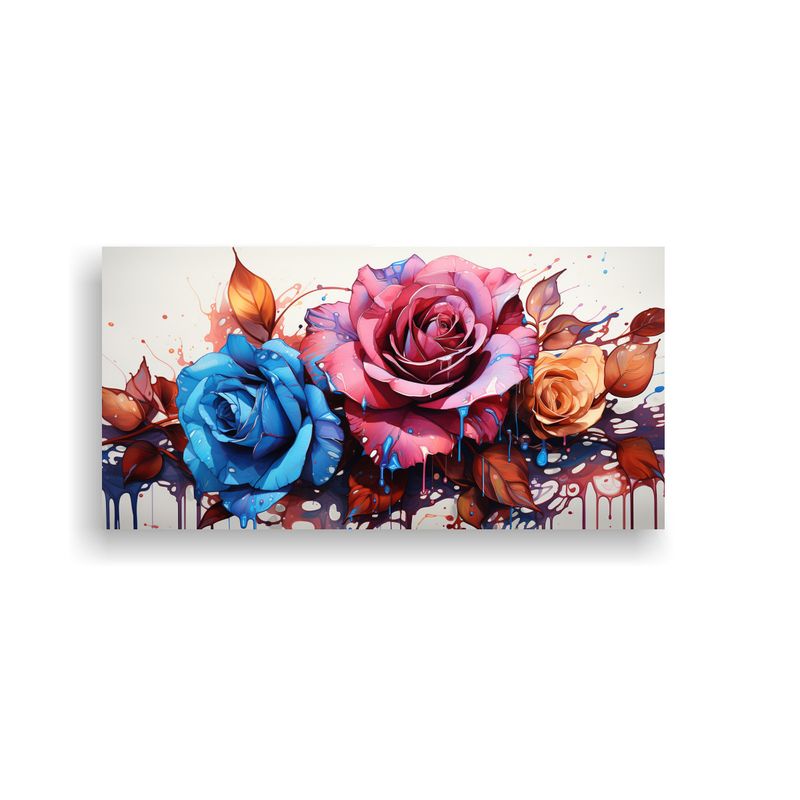 GENERICO - Cuadro Decorativo Con Una Rosa De Colores Con 60x30 Cm