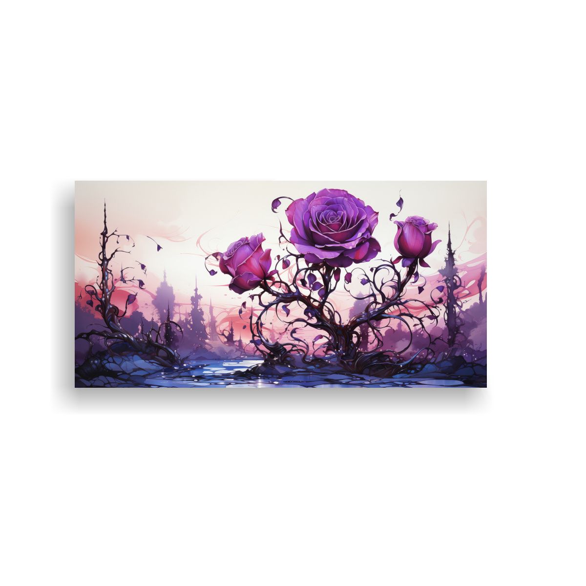 GENERICO - Pintura Moderna Con Rosa Venenosa En Bastidor 60x30 Cm