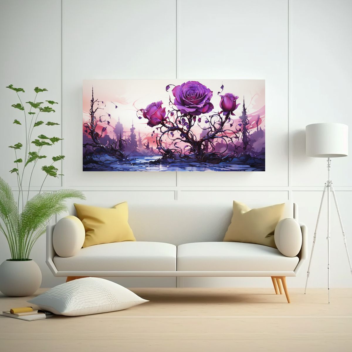 GENERICO - Pintura Moderna Con Rosa Venenosa En Bastidor 60x30 Cm