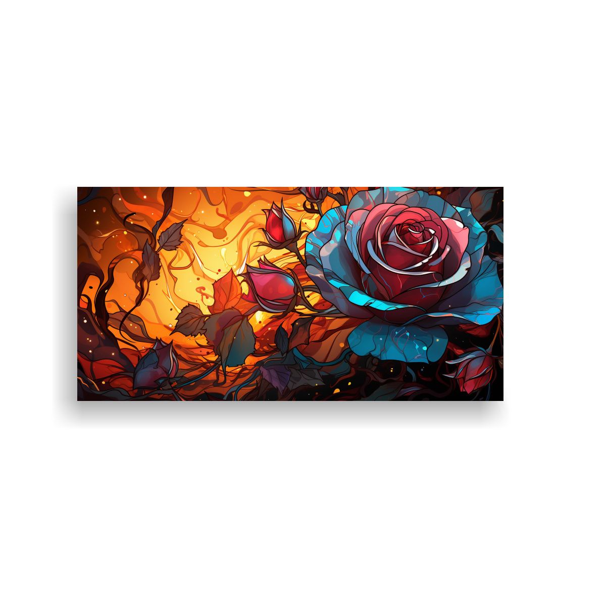 GENERICO - Cuadro Horizontal Simetría Estilo Graffiti Rosa 60x30 Cm