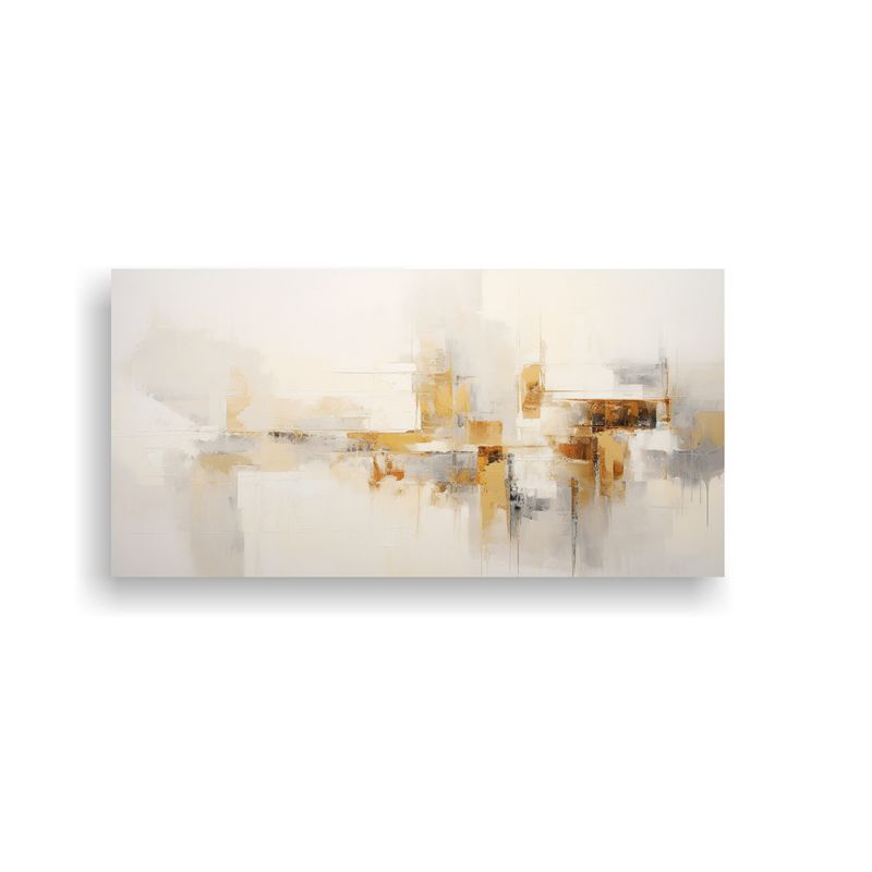 GENERICO - Cuadro Abstracto Blanco Y Dorado Para Exposición 60x30 Cm