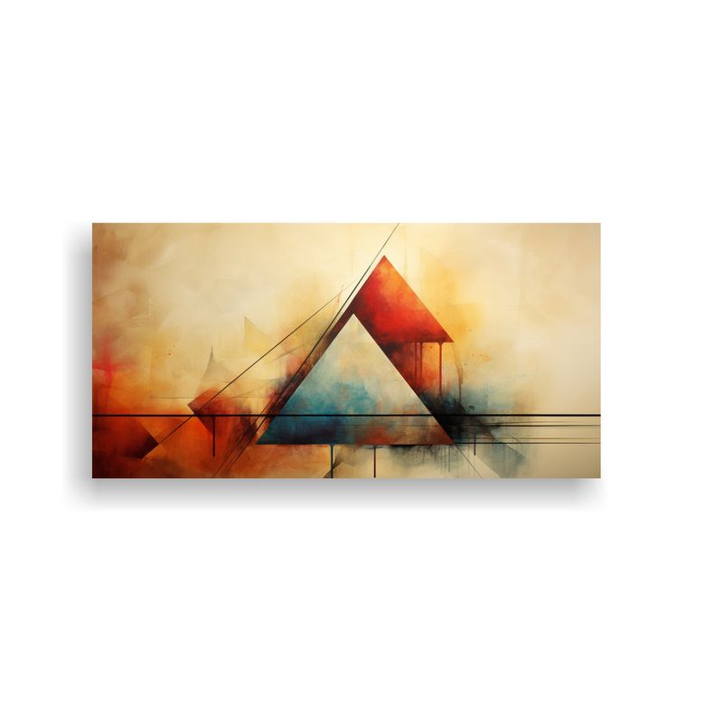 GENERICO - Cuadro Abstracto Composición Tríangulos Impacto 60x30 Cm