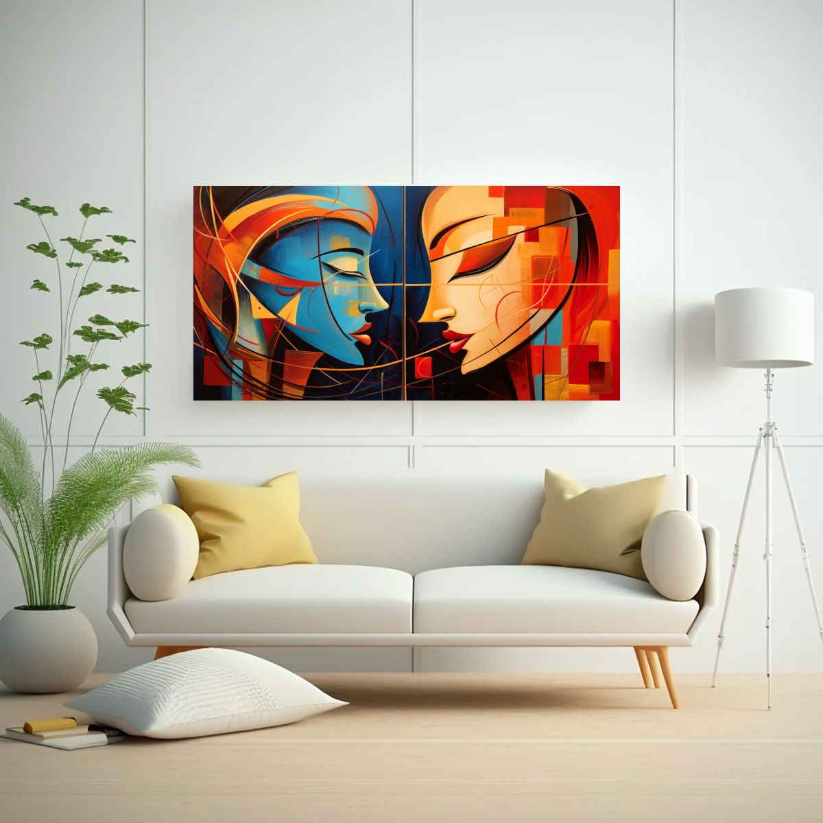 GENERICO - Cuadros Abstractos De Parejas En Relieve Para 60x30 Cm