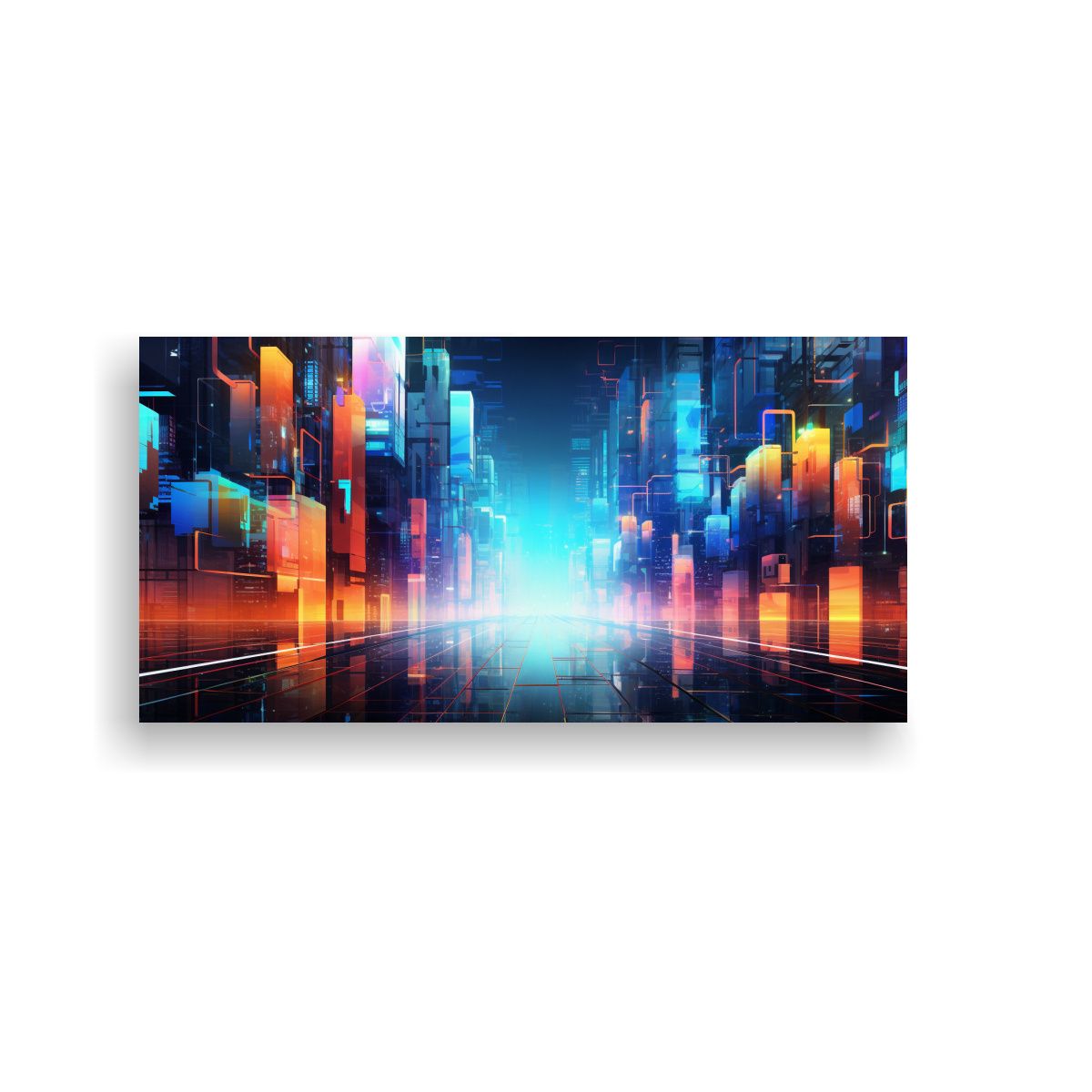 GENERICO - Lienzo Hermoso Ciudad Cibernética En Pinturas De 80x40 Cm