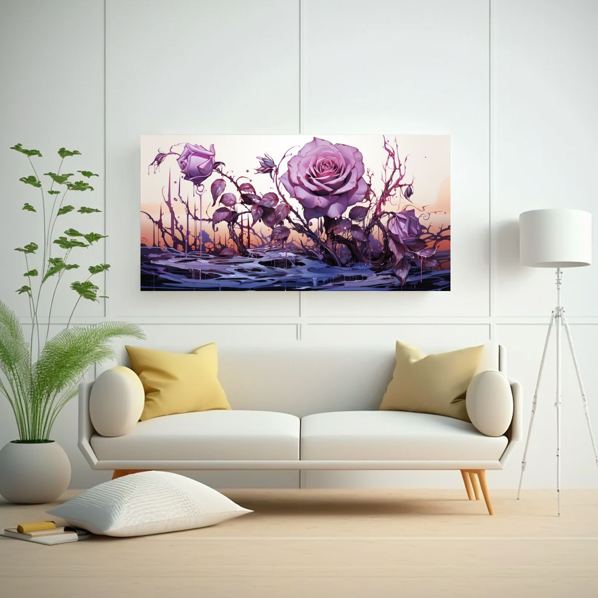 GENERICO - Cuadro Intenso Color Rosa Venenoso Sobre Fondo 80x40 Cm