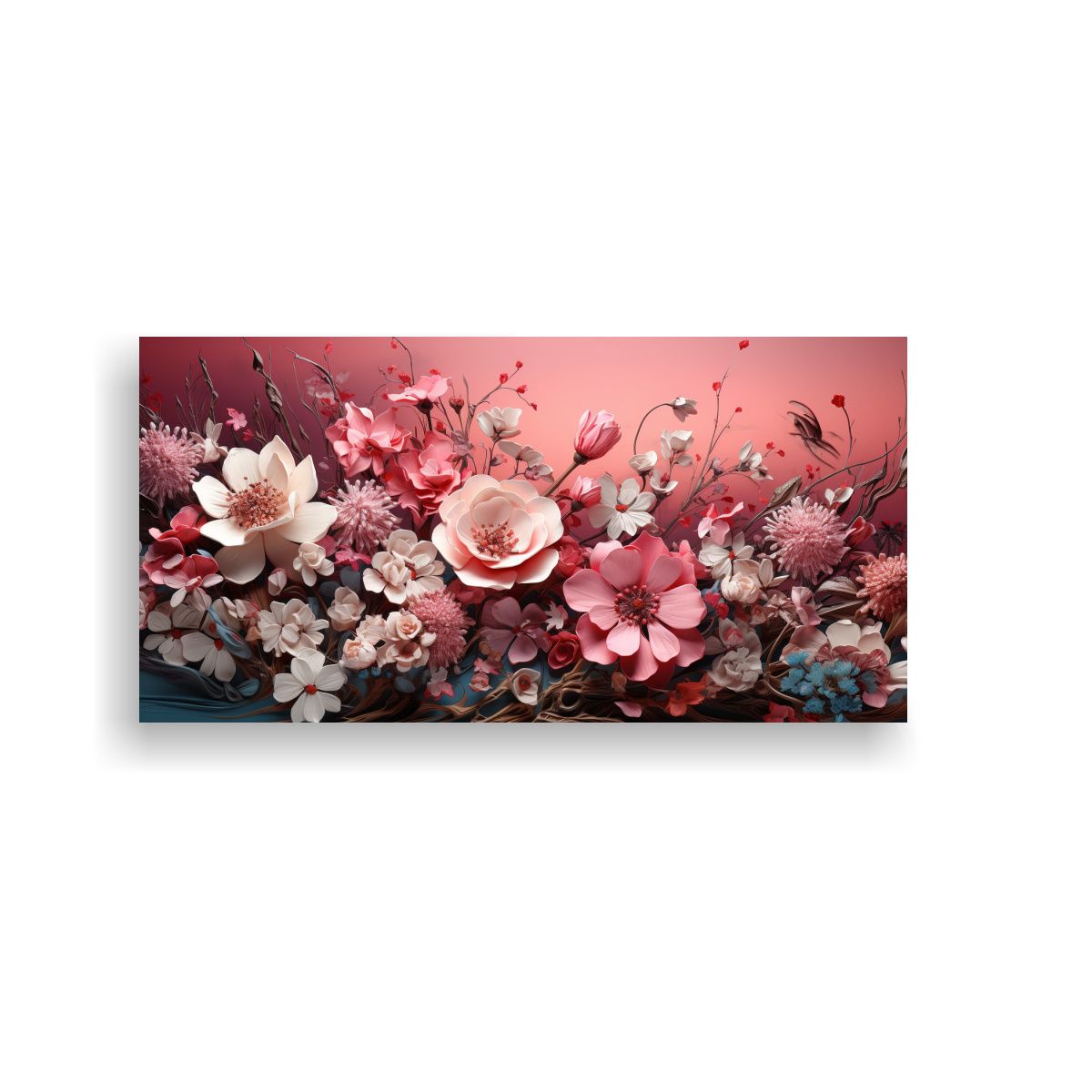 GENERICO - Lienzo Con Rosa En Sobre Rosa Rodeado De Rosas En 100x50 Cm