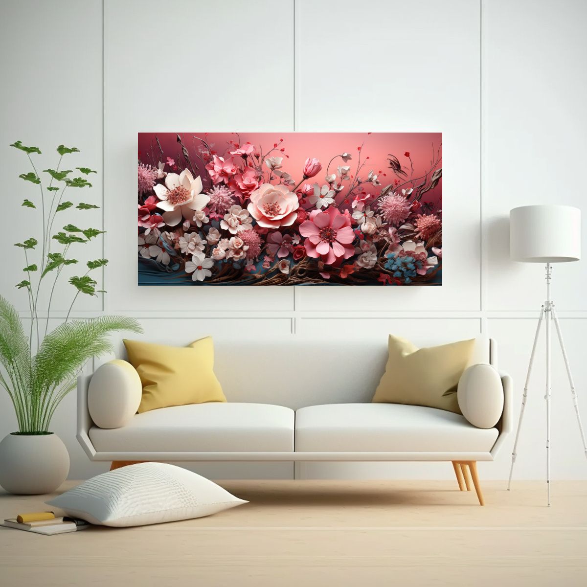 GENERICO - Lienzo Con Rosa En Sobre Rosa Rodeado De Rosas En 100x50 Cm