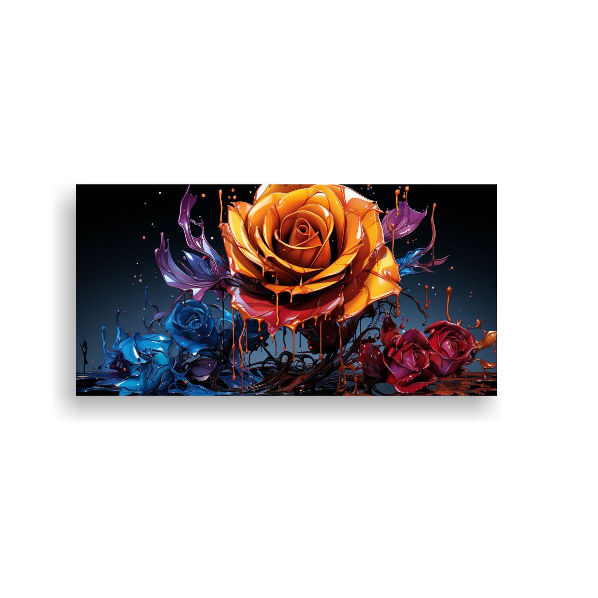 GENERICO - Pintura Decorativa De Rosa Clásica Con Gotas De 80x40 Cm