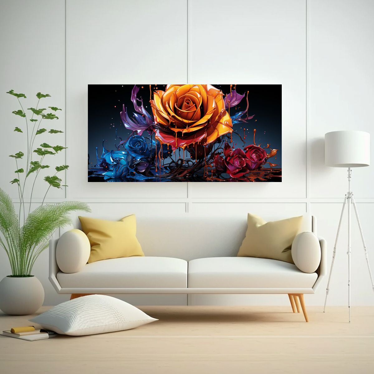 GENERICO - Pintura Decorativa De Rosa Clásica Con Gotas De 80x40 Cm