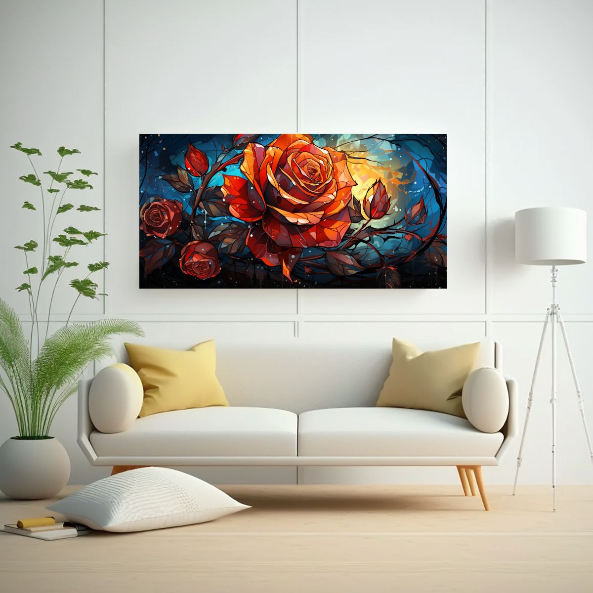 GENERICO - Pintura En Bastidor De Cuadro De Fondo De Rosa 60x30 Cm