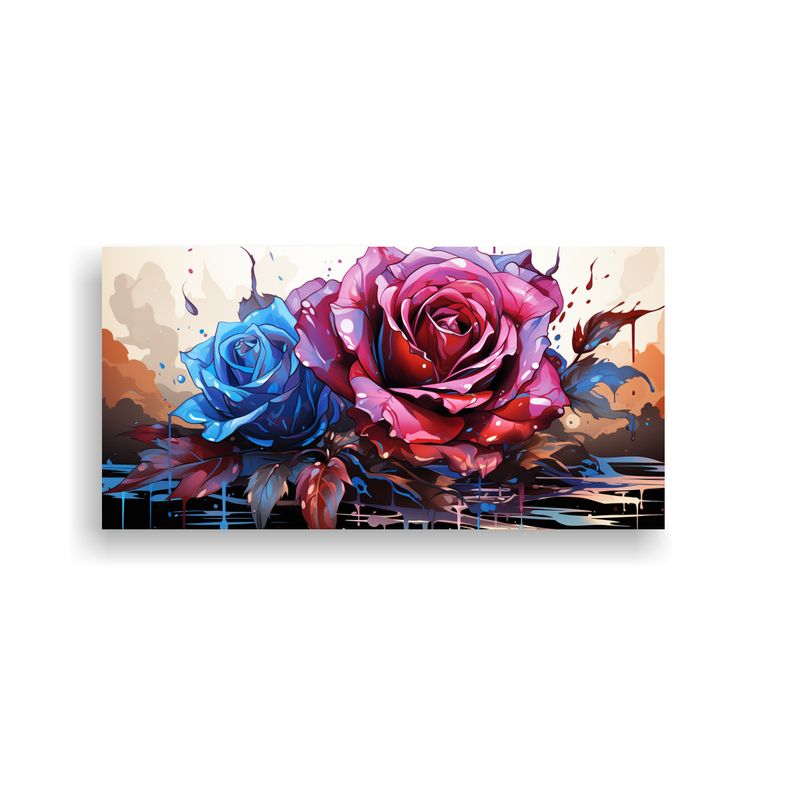 GENERICO - Cuadro Composición Expresividad Rosas De Colores 60x30 Cm