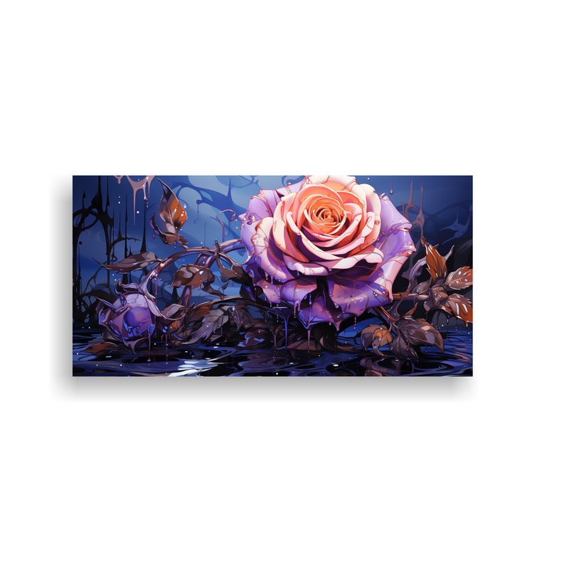 GENERICO - Cuadro Conceptual Rosa Venenosa En Fondo Blanco 60x30 Cm