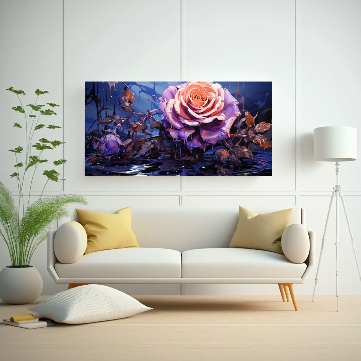 GENERICO - Cuadro Conceptual Rosa Venenosa En Fondo Blanco 80x40 Cm