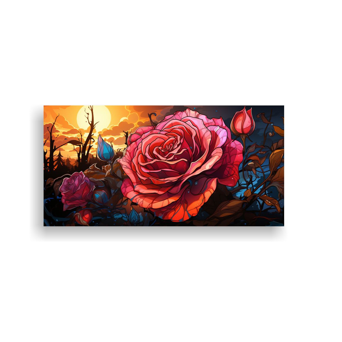 GENERICO - Pintura Decorativa Graffiti Estilo Rosa En Lienzo 60x30 Cm