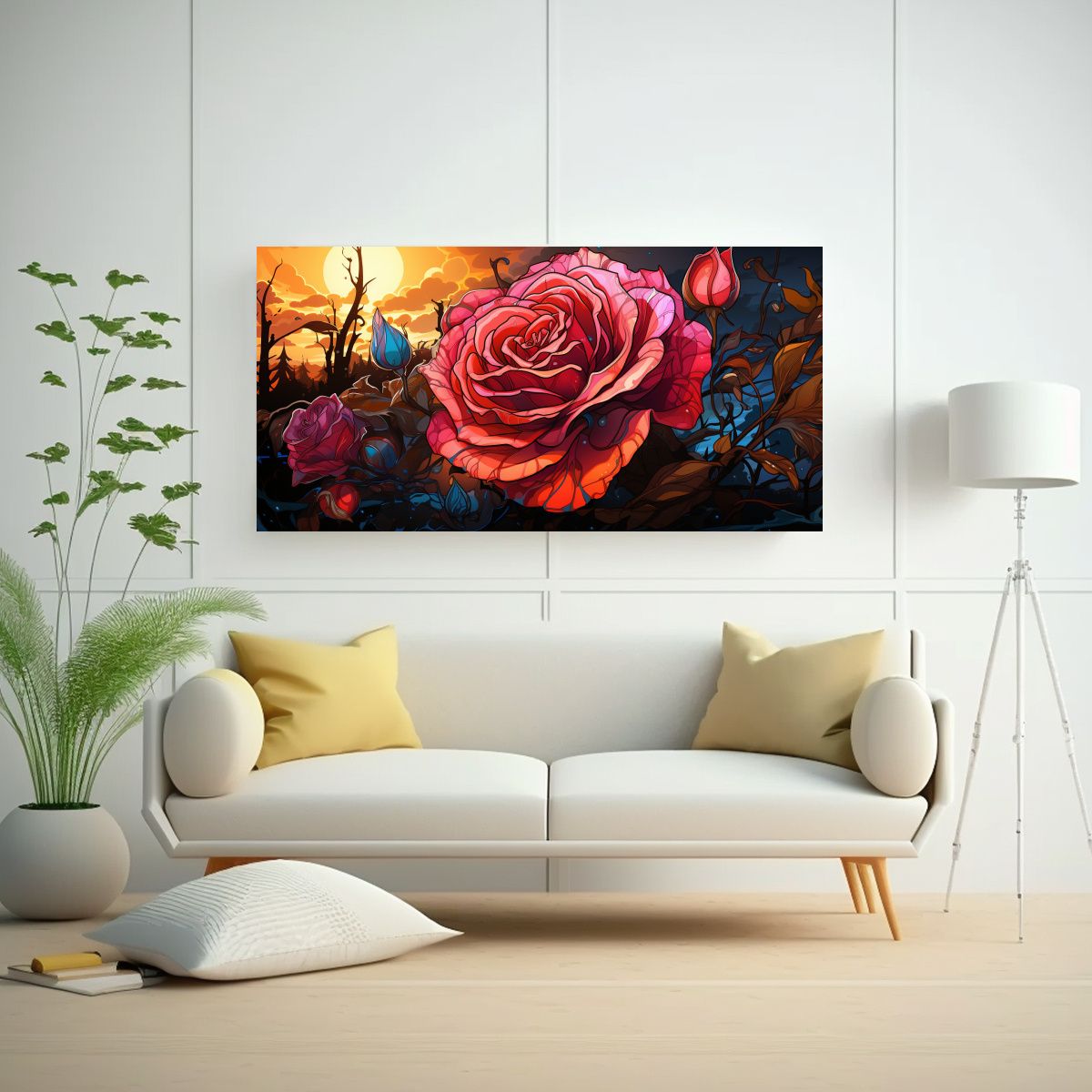 GENERICO - Pintura Decorativa Graffiti Estilo Rosa En Lienzo 60x30 Cm