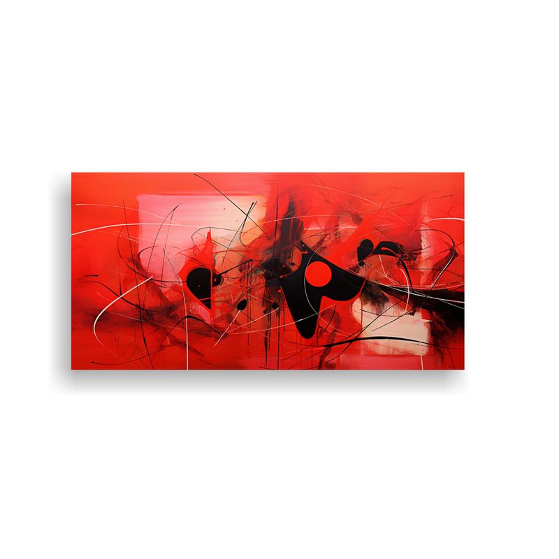 GENERICO - Pintura Abstracta En Bastidor Multicolor Rojo 80x40 Cm