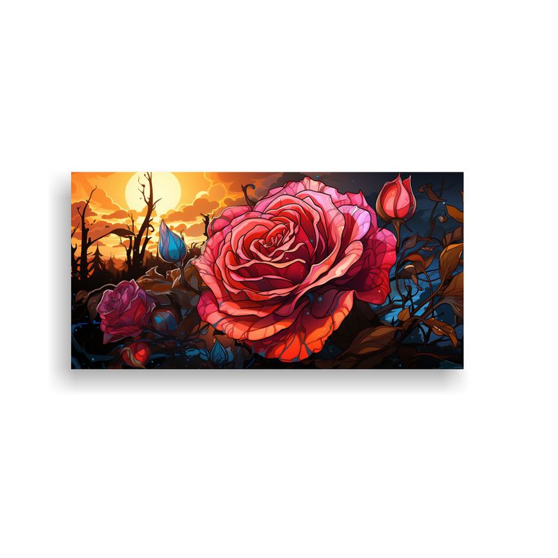 GENERICO - Pintura Decorativa Graffiti Estilo Rosa En Lienzo 100x50 Cm