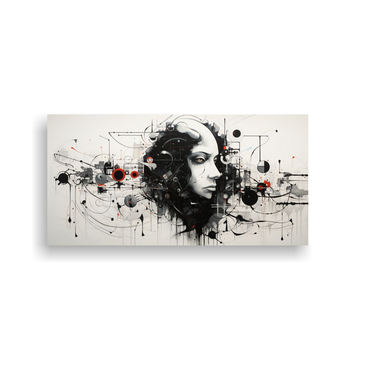 GENERICO - Cuadro Arte Gráfico Abstracto En Negro 80x40 Cm