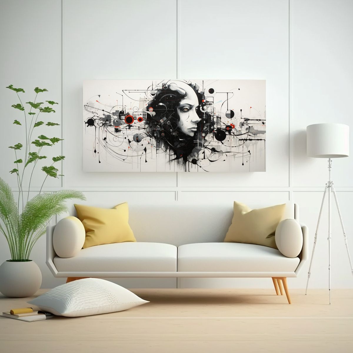 GENERICO - Cuadro Arte Gráfico Abstracto En Negro 80x40 Cm