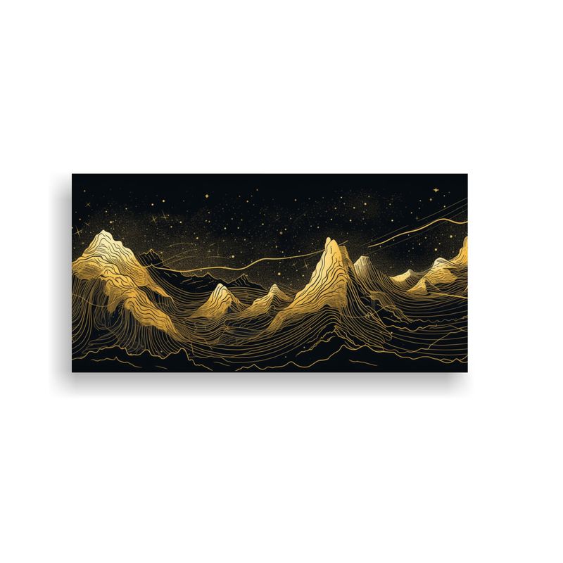 GENERICO - Cuadro Abstracto Oriental Escena Montañas 80x40 Cm