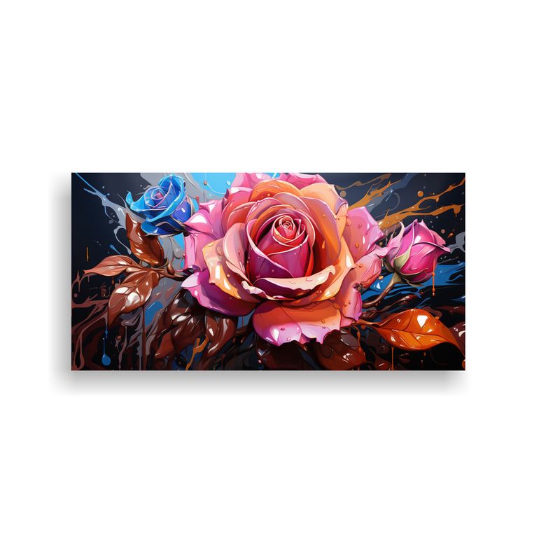 GENERICO - Cuadro Moderno Expresividad Rosa Coloreada Con 100x50 Cm
