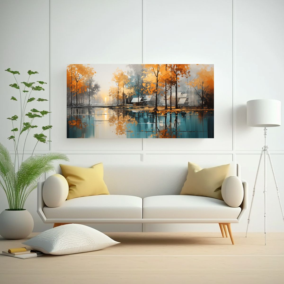 GENERICO - Pintura Abstracta De árboles En Plata Y Oro Con 80x40 Cm