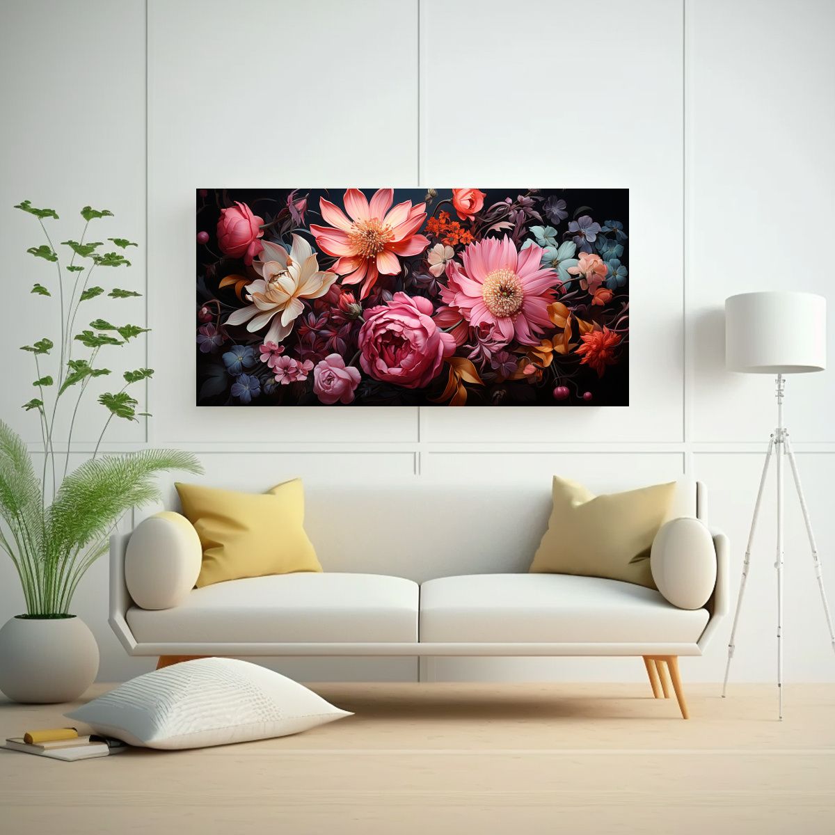 GENERICO - Pintura Floral En Rosa Arte Abstracto Y Gráfico 80x40 Cm