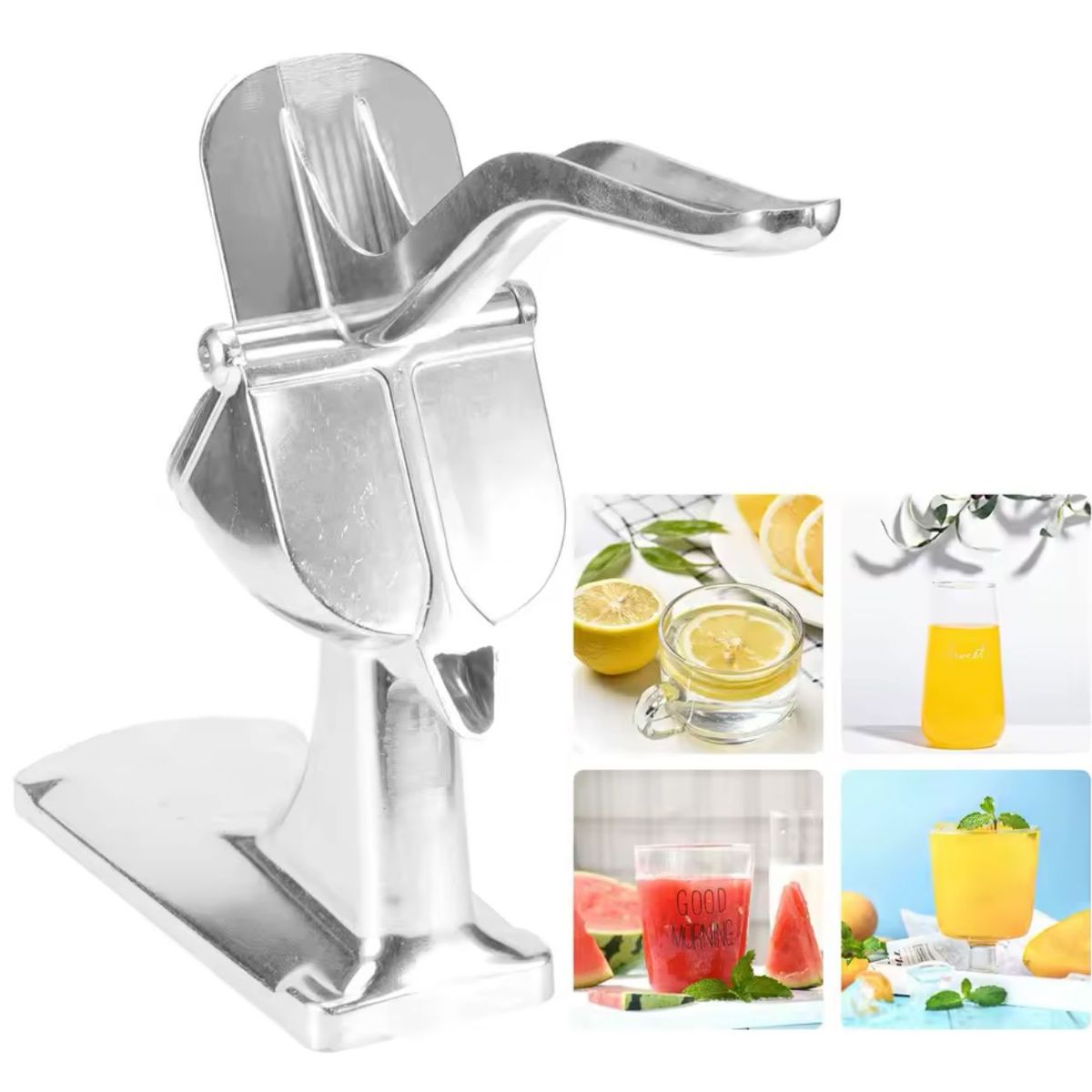 GENERICO - Exprimidor Jugo Manual Metálico Aluminio Naranja