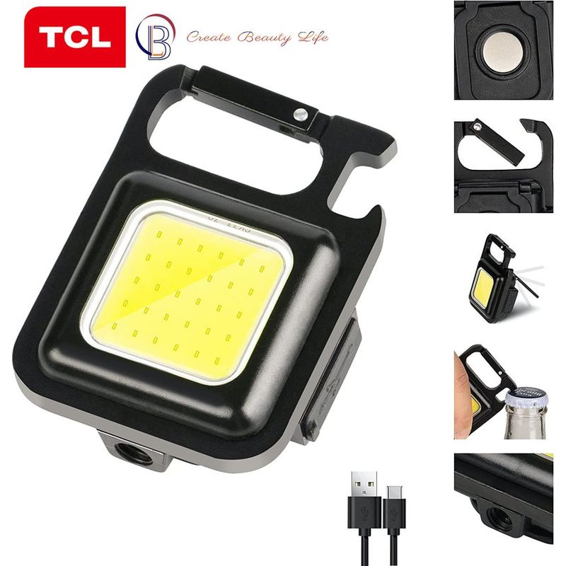 PUREPOWER - Mini Linterna LED formato llavero con abridor de botellas recargable.